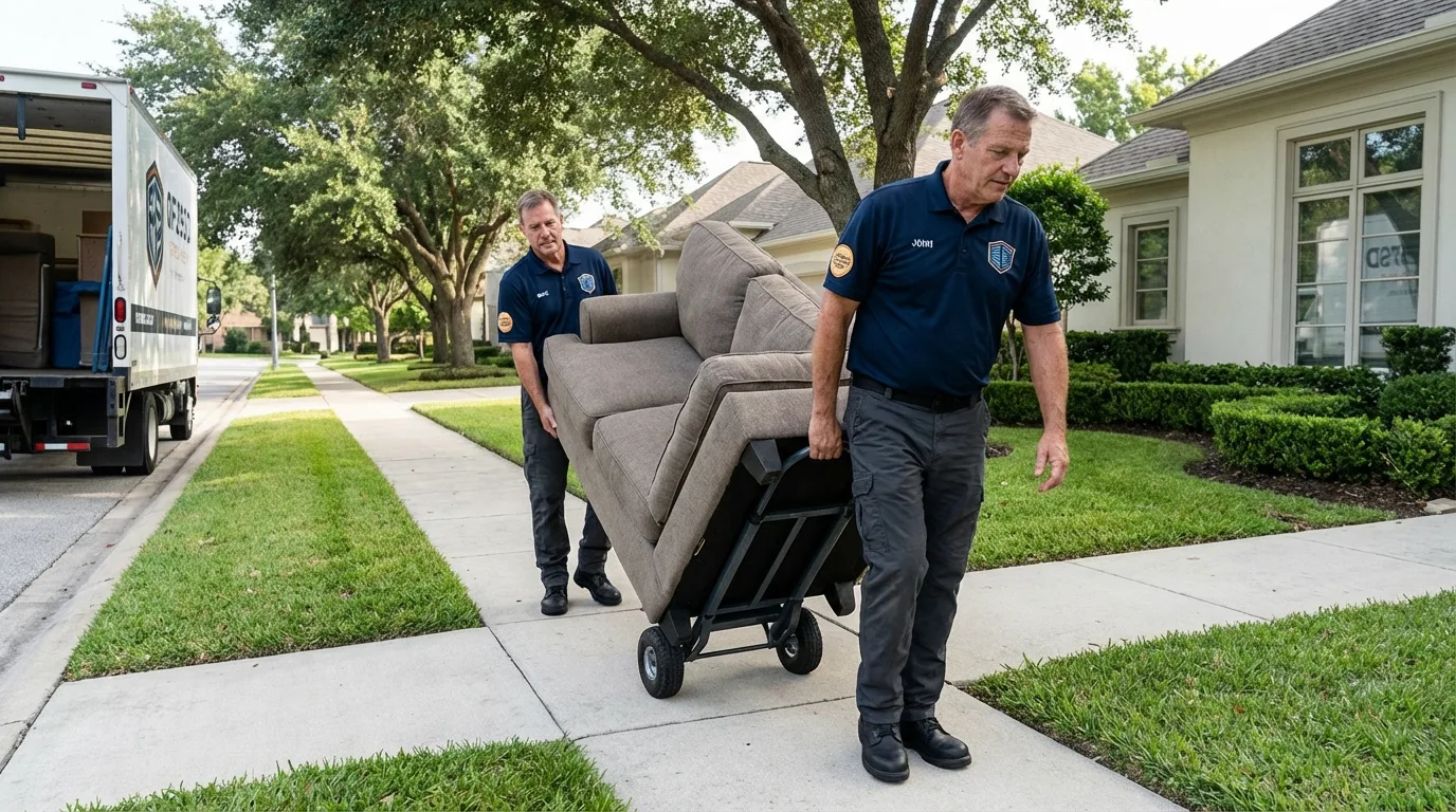 Local residential moving crew loading furniture in Johnstown, NY